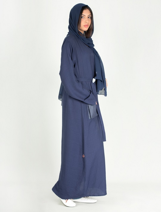 Abaya with denim patch pocket