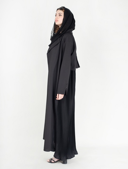 Abaya with side chiffon pleats