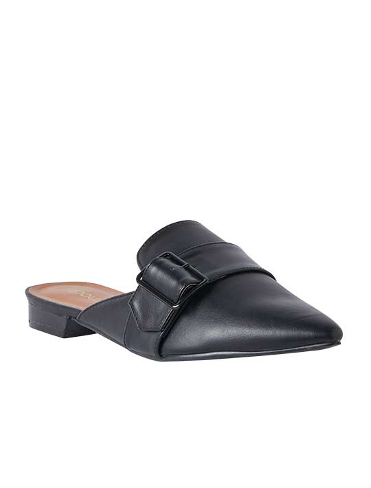 Pointed-toe Flat Mules In Leather