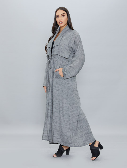 Linen Coat Collar Abaya