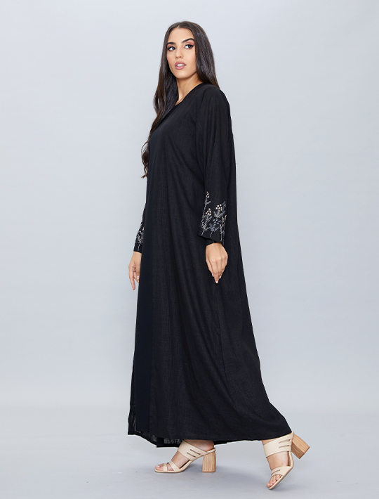 2 Pieces Set Abaya With Embroidery Sleeves
