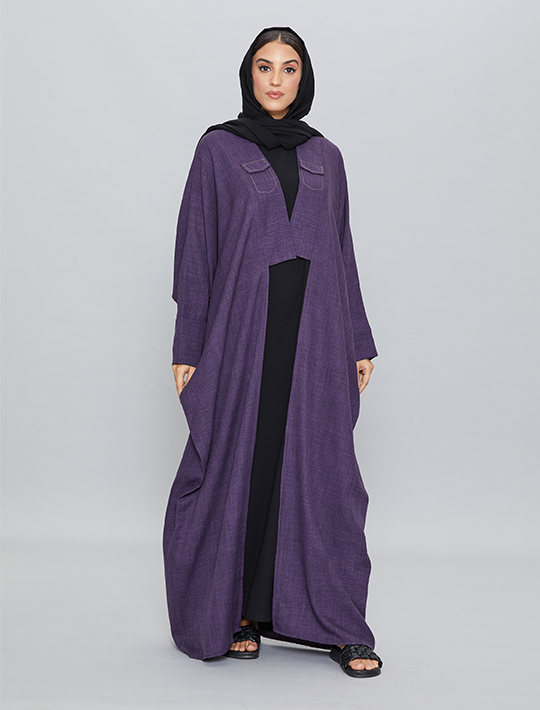 Open Abaya With Short Bands