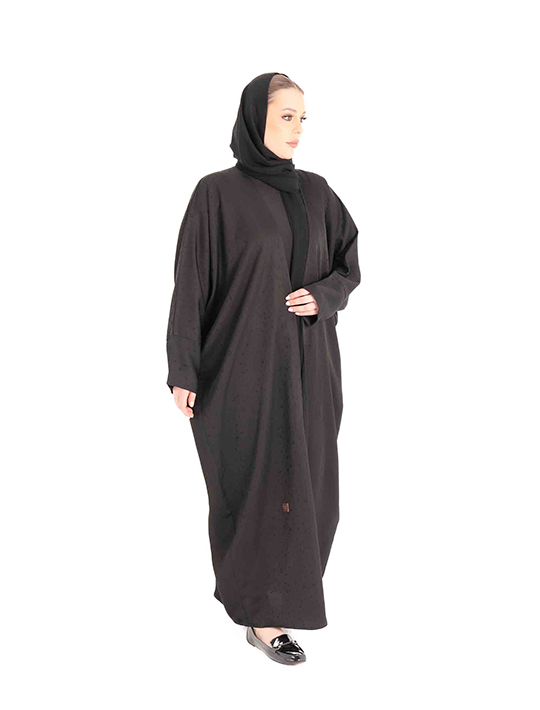 Black Chic Overlap Abaya With Bisht Design