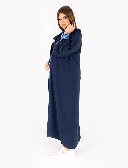 Open Casual Abaya With Linen Fabric
