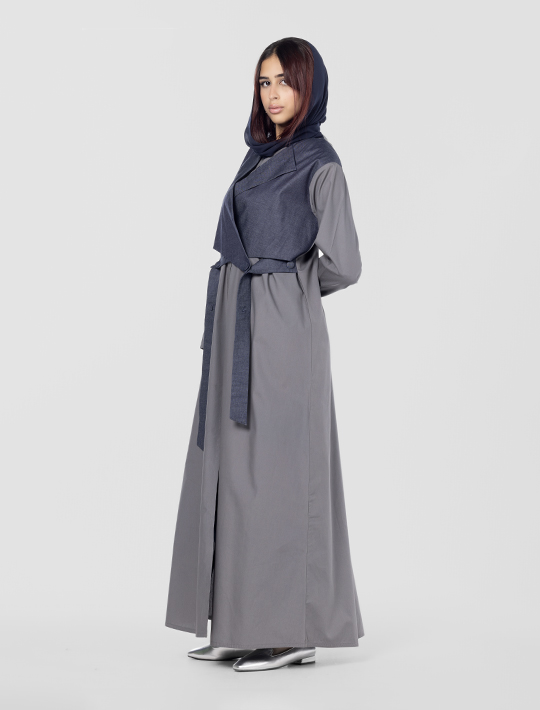 Closed Abaya With Attached Jacket