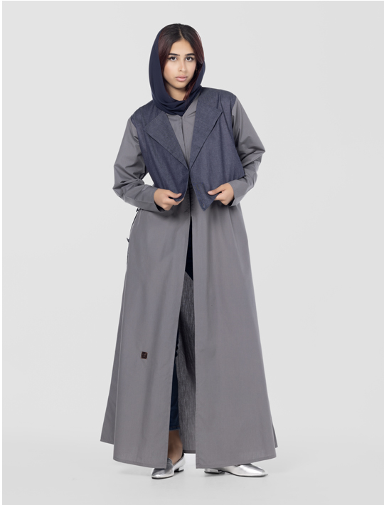 Closed Abaya With Attached Jacket