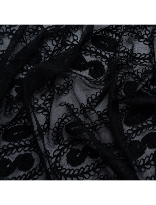 Tarha Black Embroidered Chiffon
