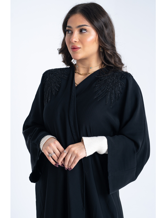 Open Abaya Decorated With Motif
