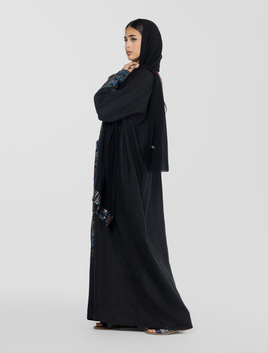 Simple Cut Open Abaya Embroidery
