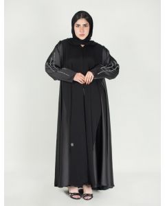 Abaya with silver beads on sleeves