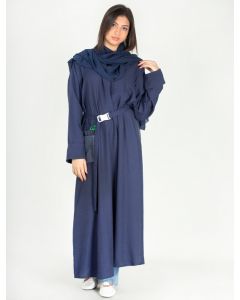 Abaya with denim patch pocket