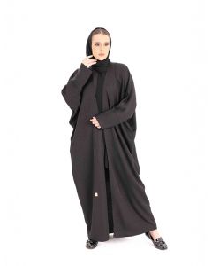 Black Chic Overlap Abaya With Bisht Design