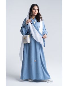 Casual Closed Abaya With Pleated Sleeves