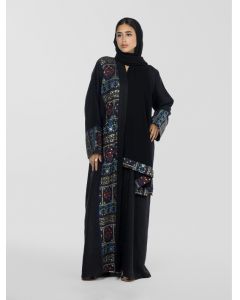 Simple Cut Open Abaya Embroidery