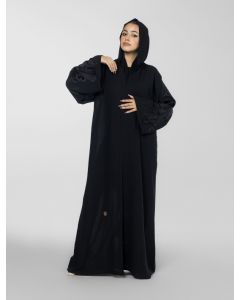 Open Abaya Floral Embroidery.