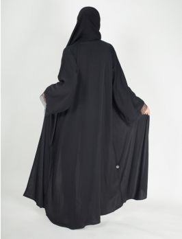 Abaya with crystal net sleeve trim