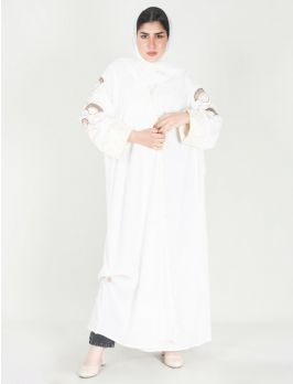 Abaya with flower embroidery on sleeves