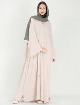 Abaya with zic zac crushed fabric