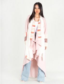 Waterfall abaya with printed patches