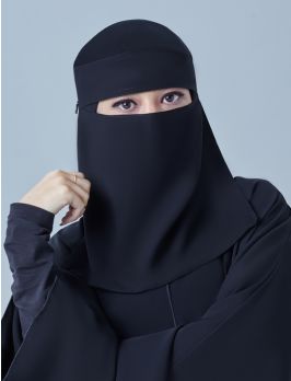 Short Niqab With Metal Flower Logo