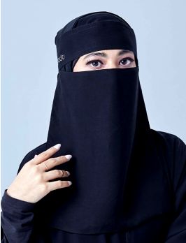 Long Niqab With Round Metal Logo