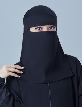 Short Niqab With Tie And Round Logo