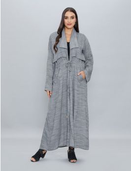 Linen Coat Collar Abaya