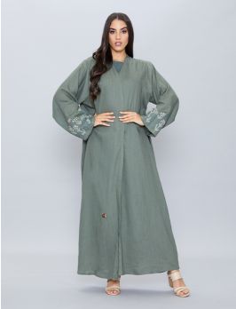 2 Pieces Set Abaya With Embroidery Sleeves