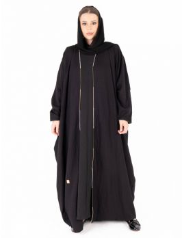 Wide Bisht Abaya With Colorful Piping