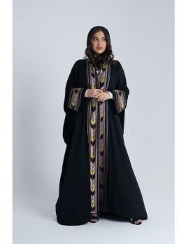 Open Abaya With Colorful Embroidery