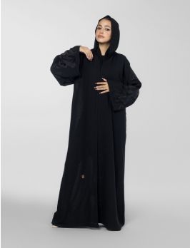 Open Abaya Floral Embroidery.